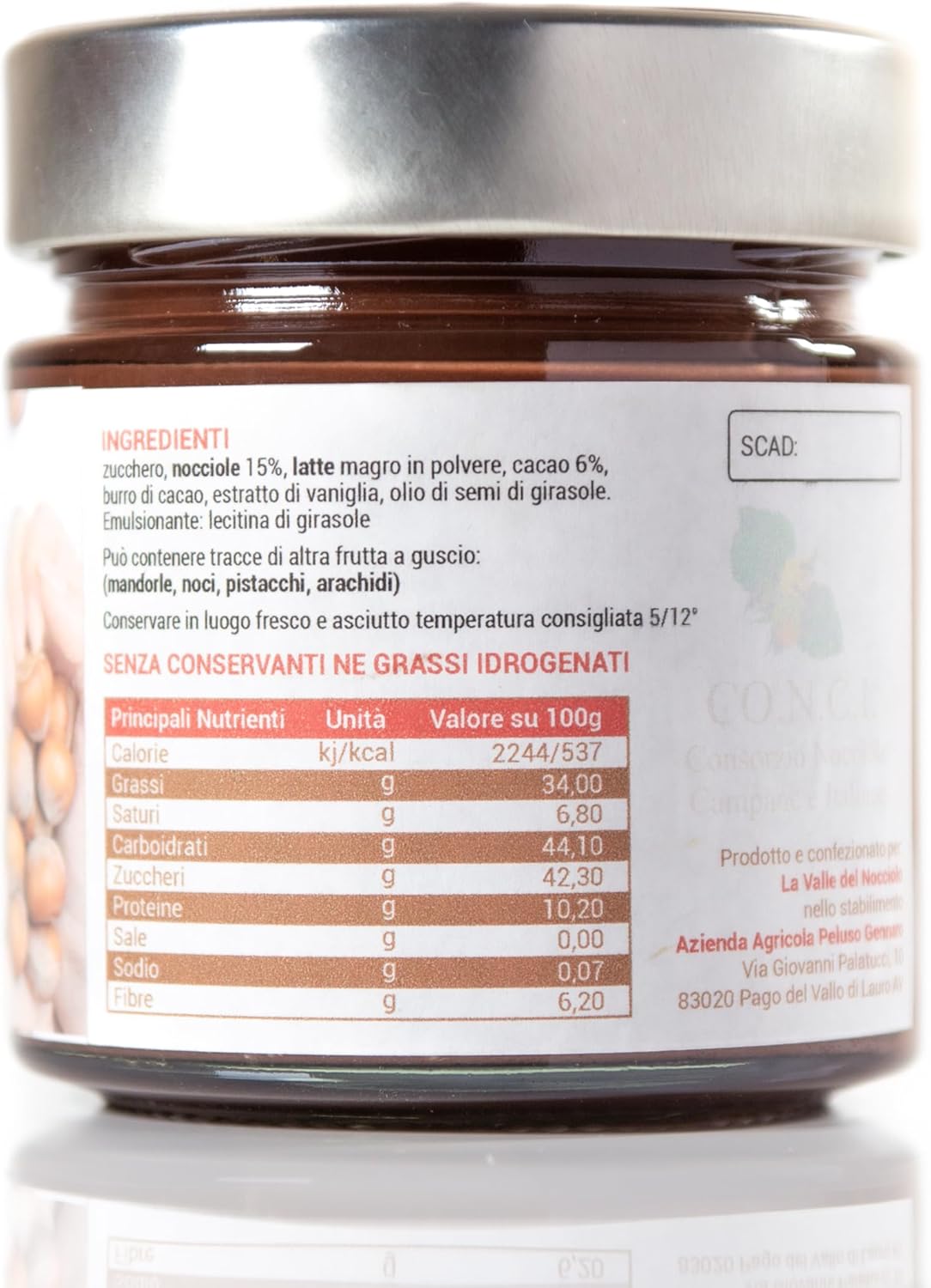 Crema Spalmabile alla nocciola 15% con nocciole 100% Campane